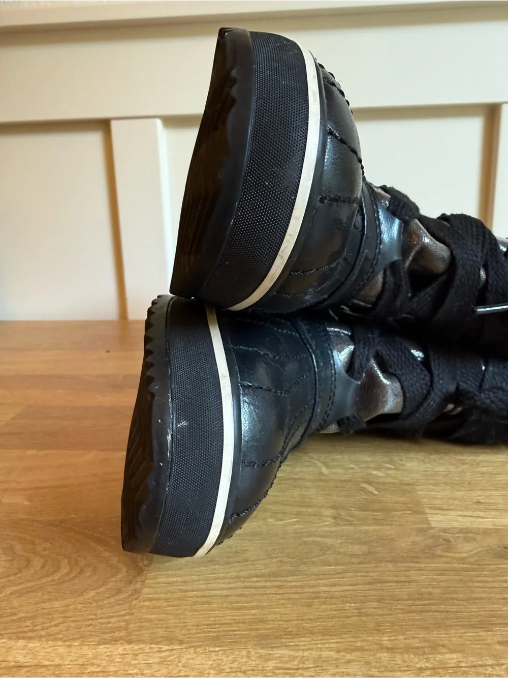 SOREL Tivoli Metallic Black Waterproof Rain Duck Boots Polka Dot Lining Size 11